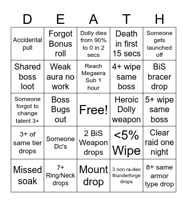 Throne of thunder Bingo Card