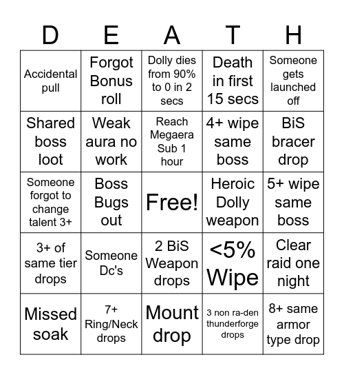 Throne of thunder Bingo Card