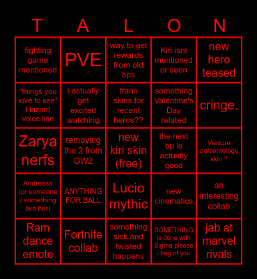 OW SPOTLIGHT Bingo Card