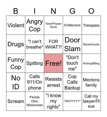 Police KArens Bingo Card