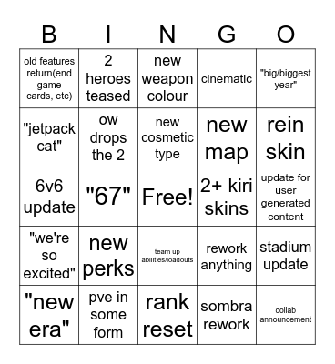 Overwatch Spotlight  2026 Bingo Card