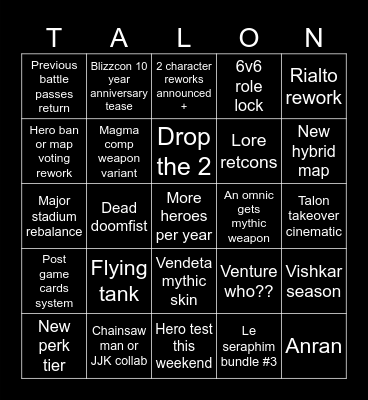 Spotlight bingo Card