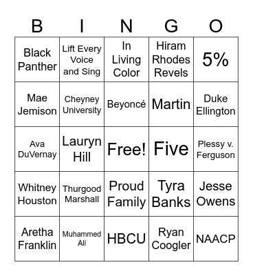 BLSA Black History Bingo Card