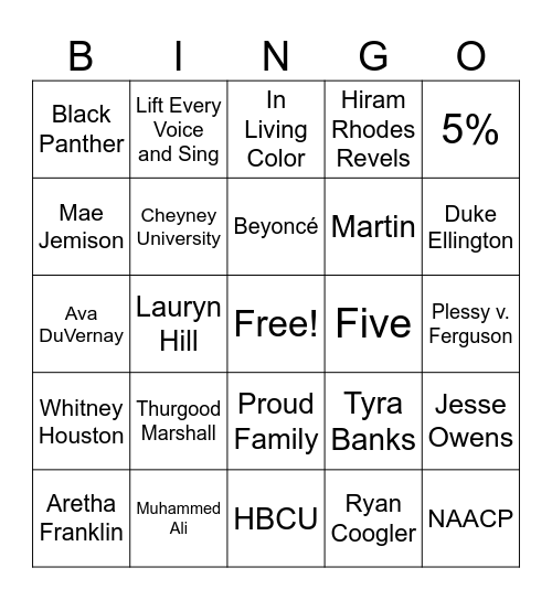 BLSA Black History Bingo Card