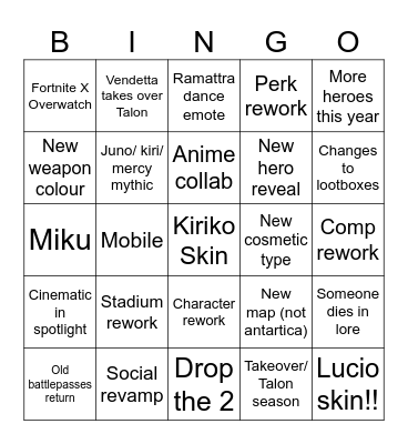 Overwatch spotlight 2026 Bingo Card