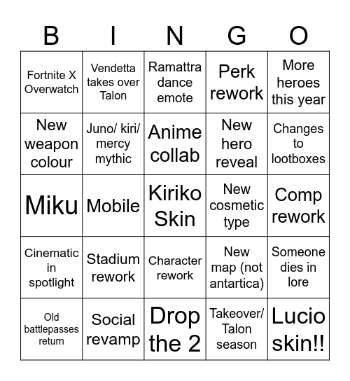 Overwatch spotlight 2026 Bingo Card