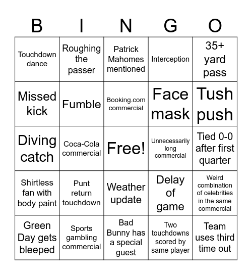 Witt-Garner-soon to be Mirabito 2026 Superbowl Bingo! Bingo Card