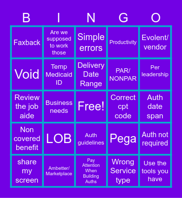 Error Meeting Bingo Card