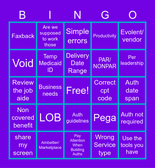 Error Meeting Bingo Card