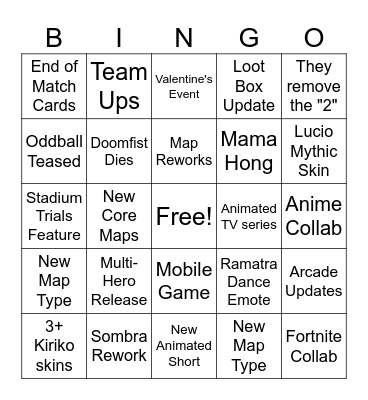 Overwatch Spotlight Bingo Card