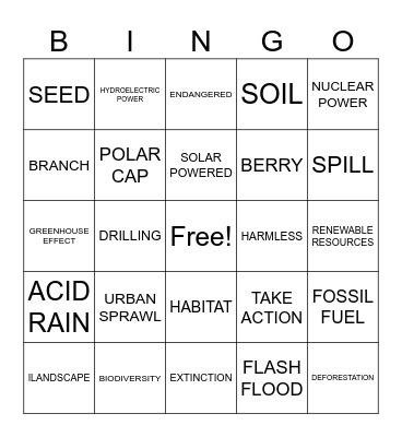 ECO-FRIENDLY Bingo Card