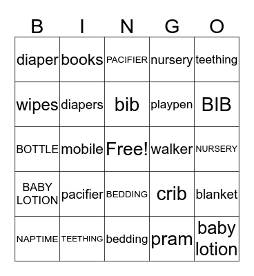 Sanchi's baby shower Bingo Card