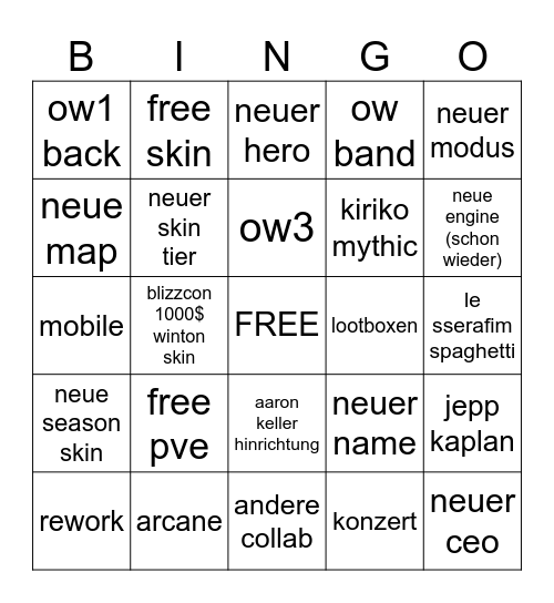 OW Bingo Card