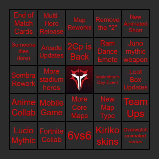 Overwatch Spotlight Event Predictions Bingo Card