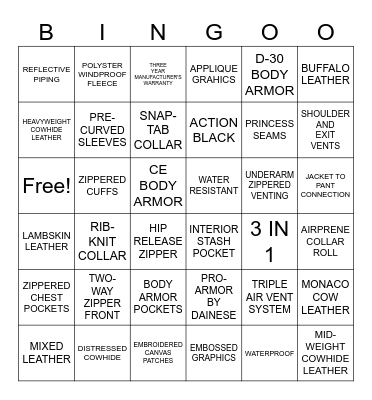 HARLEY Bingo Card