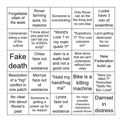 Wuwa 3.1 story (what story ?) Bingo Card