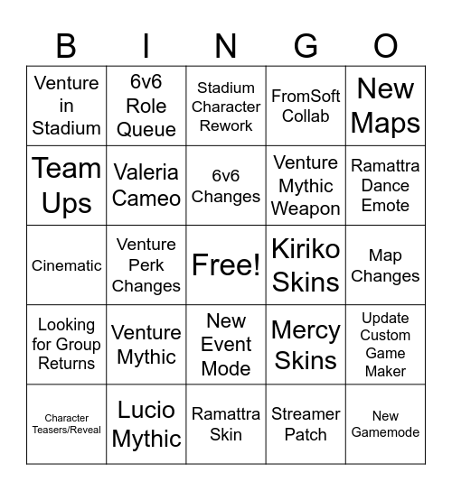 Spotlight Bingo Card
