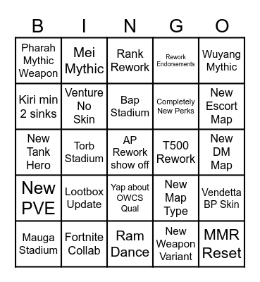 OWCS Spotlight Predictions Bingo Card