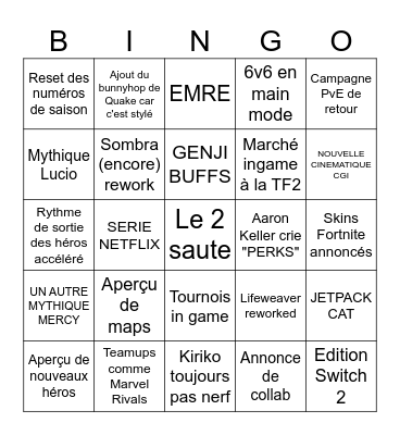 OW Spotlight Bingo Card