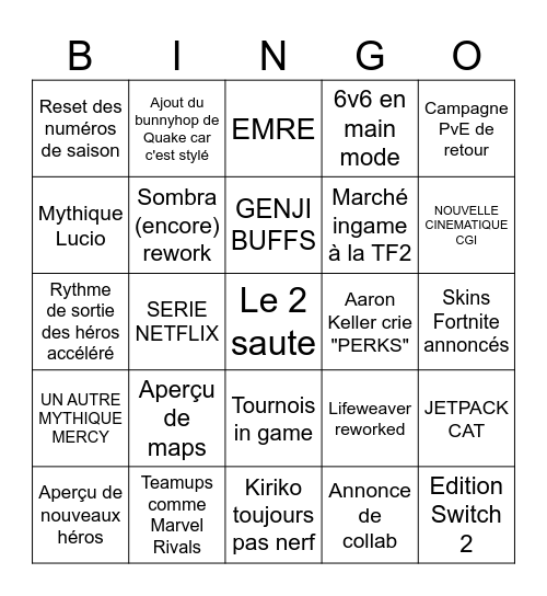 OW Spotlight Bingo Card