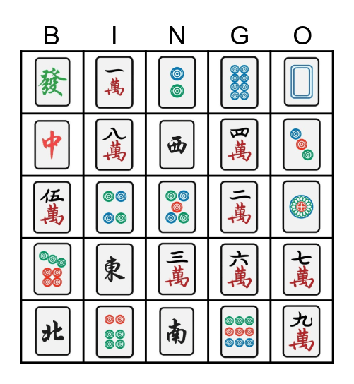 Mahjong Bingo Card