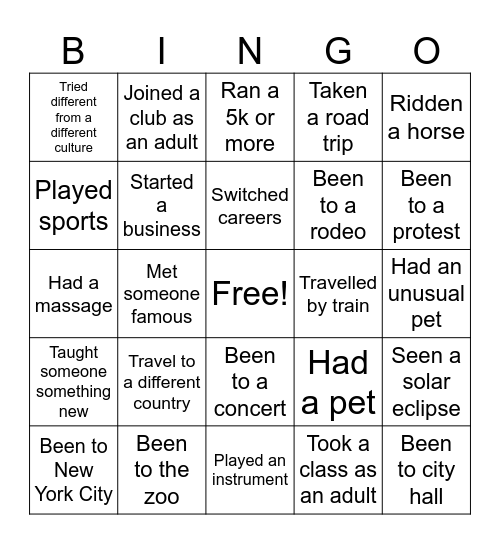 Conversational Bingo Card