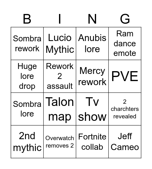 Spotlight Bingo Card