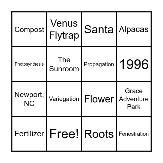 Random/CHG Questions BINGO Card