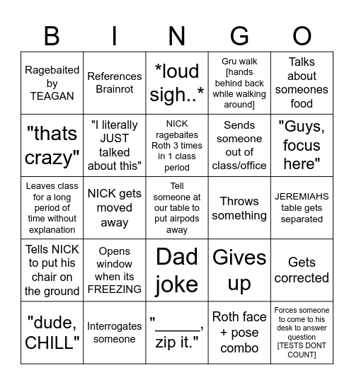 Roth 2nd Semester Bingo Card {NEW} Bingo Card