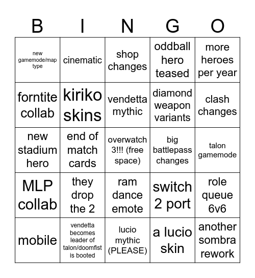 bathhouse ow spotlight Bingo Card