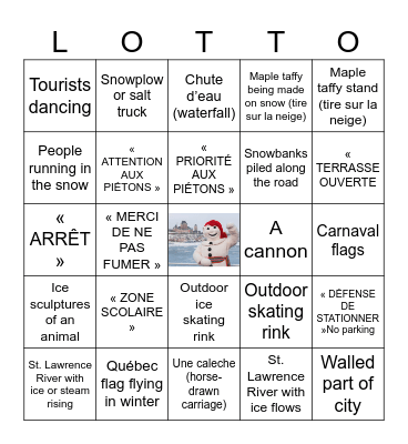 Quebec City 2026 Bingo Card