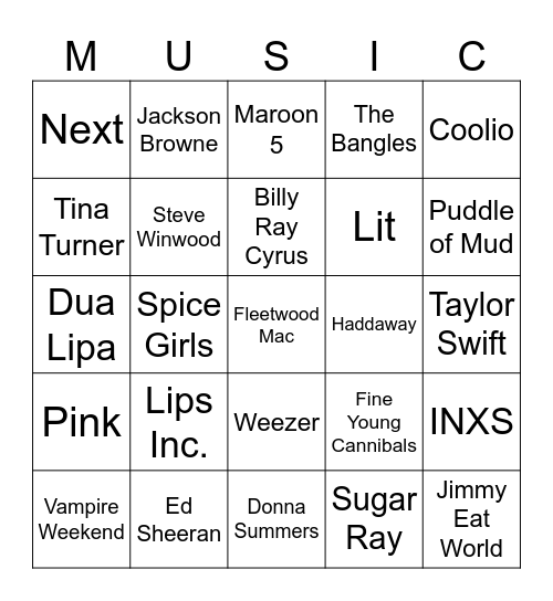 FlaMingo Music Bingo #106 Bingo Card