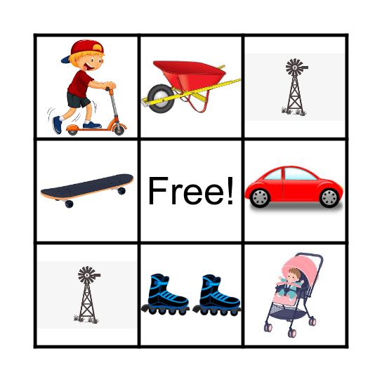Things with wheels Bingo Card