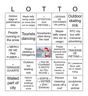 Quebec City 2026 Bingo Card
