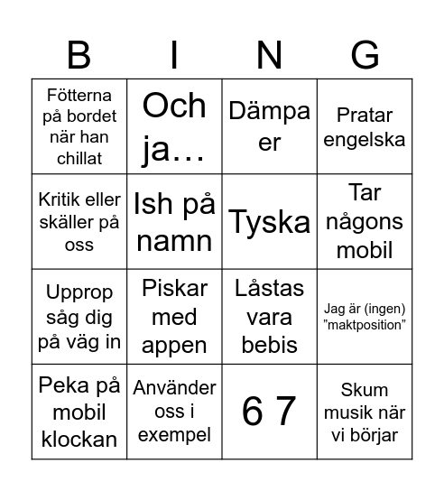 Kalles Skräckvälde Bingo Card