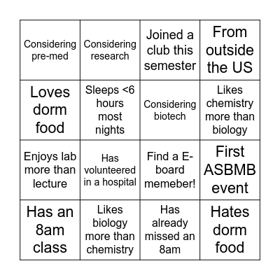 ASBMB Bingo! Bingo Card