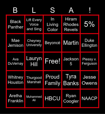 BLSA Black History Bingo Card