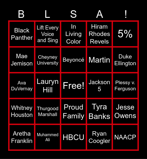 BLSA Black History Bingo Card