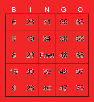 Valentines Bingo Card