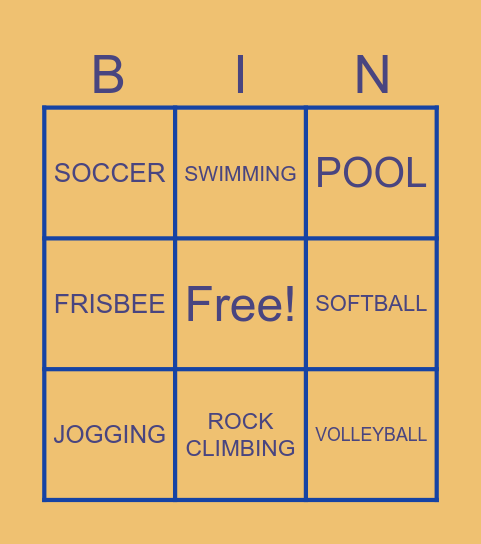 SPORTS Bingo Card