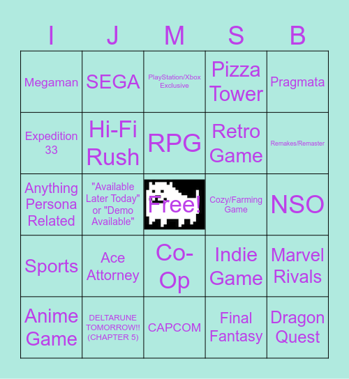 NINTENDO DIRECT... partner showcase... 2.5.26 Bingo Card