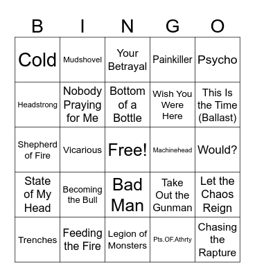 Rock | Metal Workout Round 4 (Hurr Apop) Bingo Card