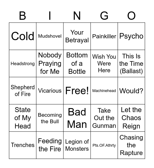 Rock | Metal Workout Round 4 (Hurr Apop) Bingo Card