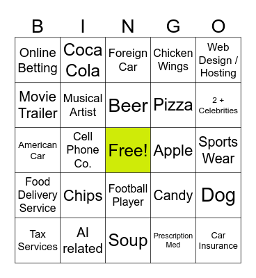 2026 SUPERBOWL Bingo Card