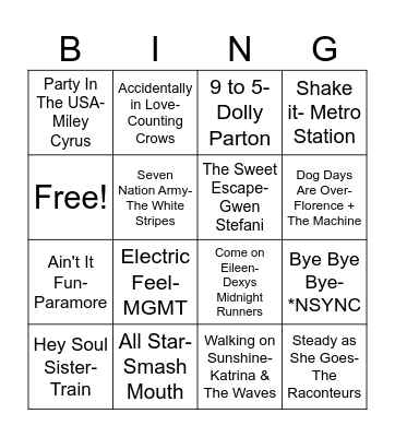 Music Bingo! Bingo Card