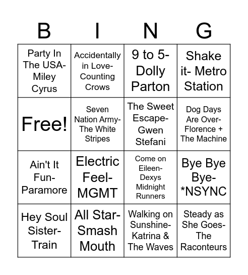 Music Bingo! Bingo Card