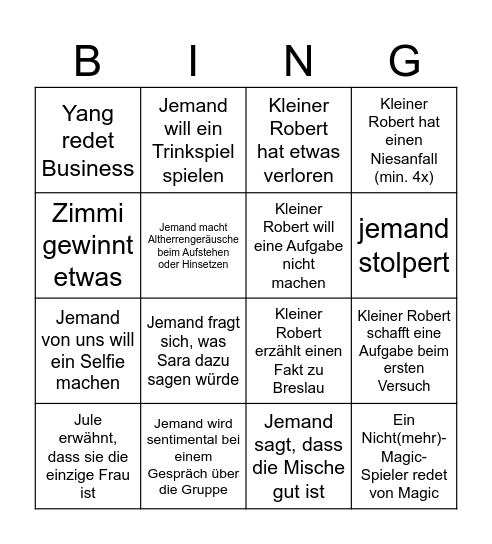 Kleiner Robert Bingo Card