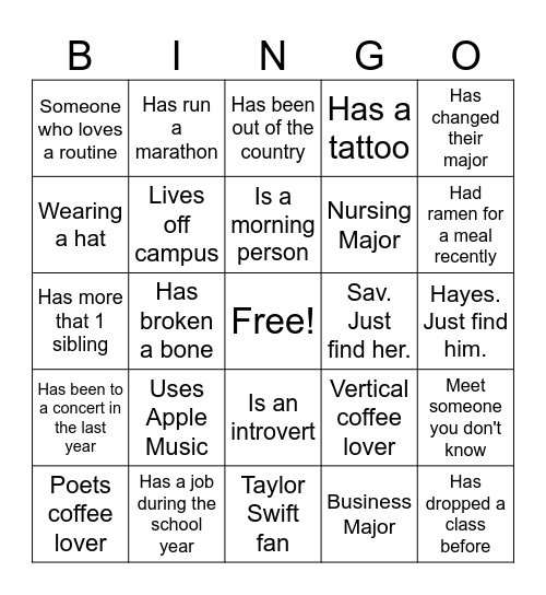 Untitled Bingo Card