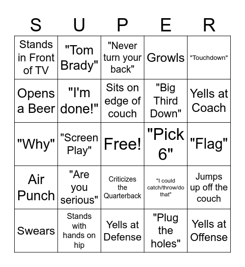 People Watching BINGO Card