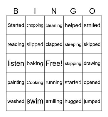 Present and Past Participles Words Bingo Card